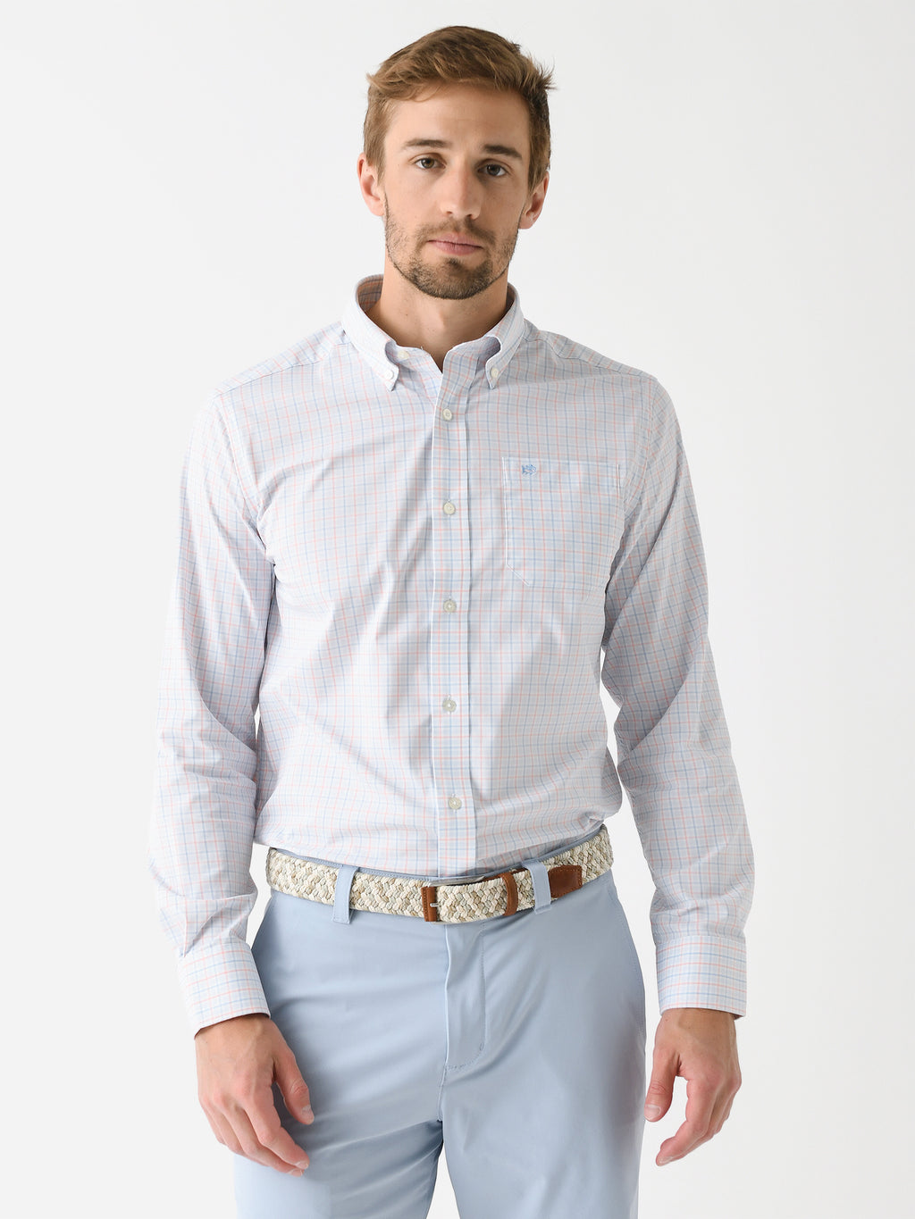 Southern Tide Men's Intercoastal Falls Park Plaid Long Sleeve Sport Shirt - Saint Bernard