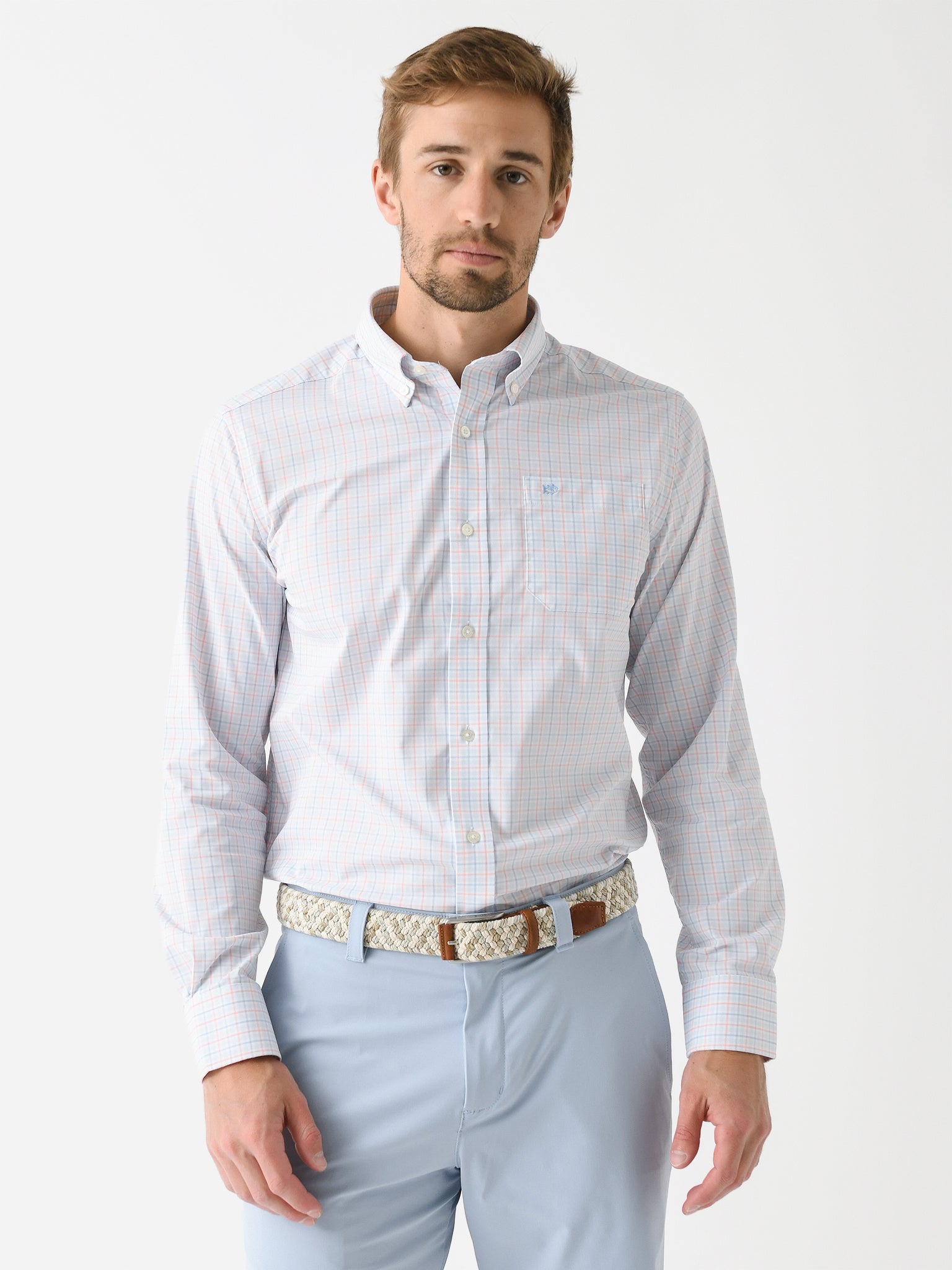 Southern Tide Men's Intercoastal Falls Park Plaid Long Sleeve Sport Shirt - Saint Bernard