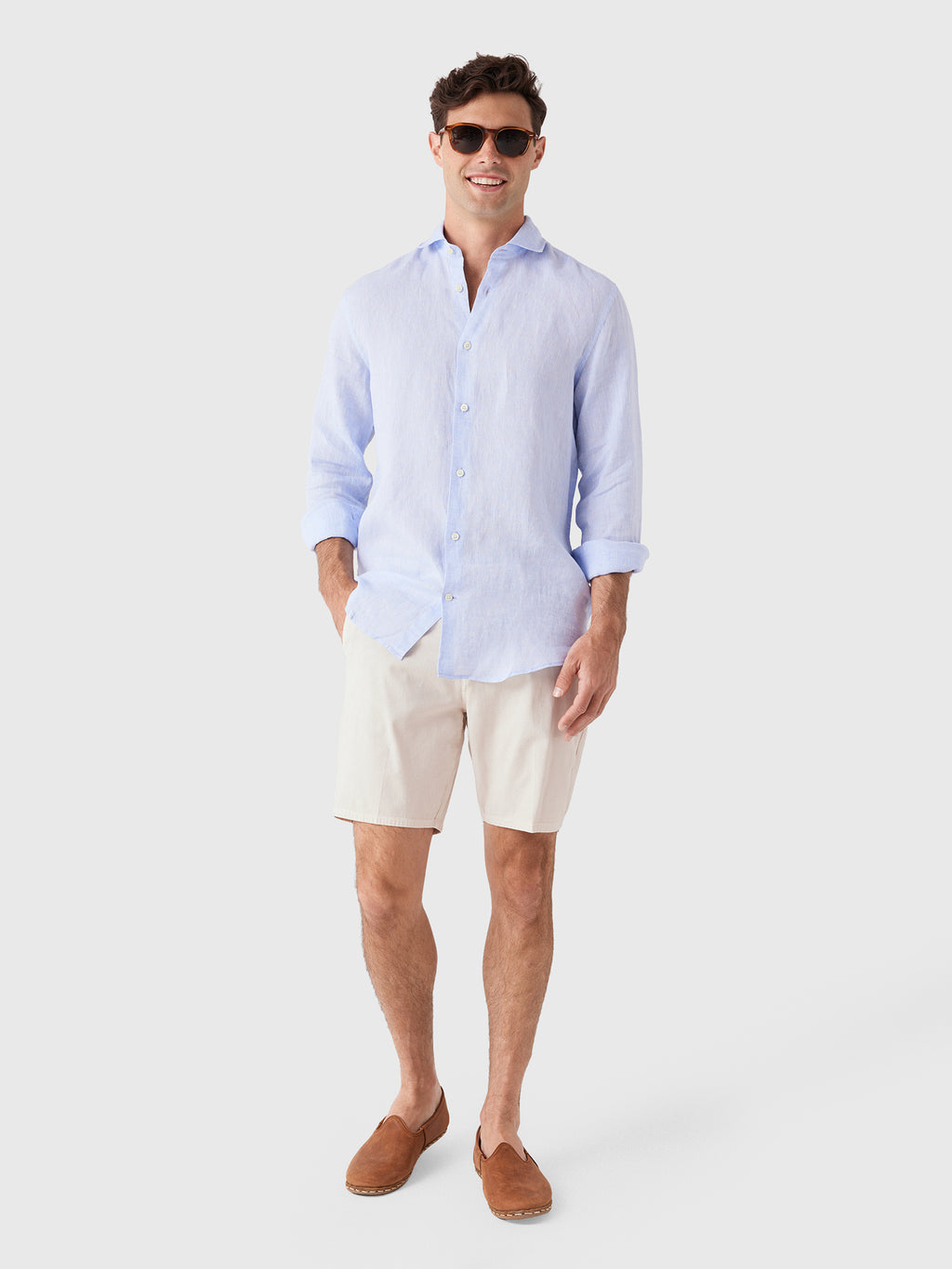 Frescobol Carioca Men's Antonio Linen Shirt - Saint Bernard