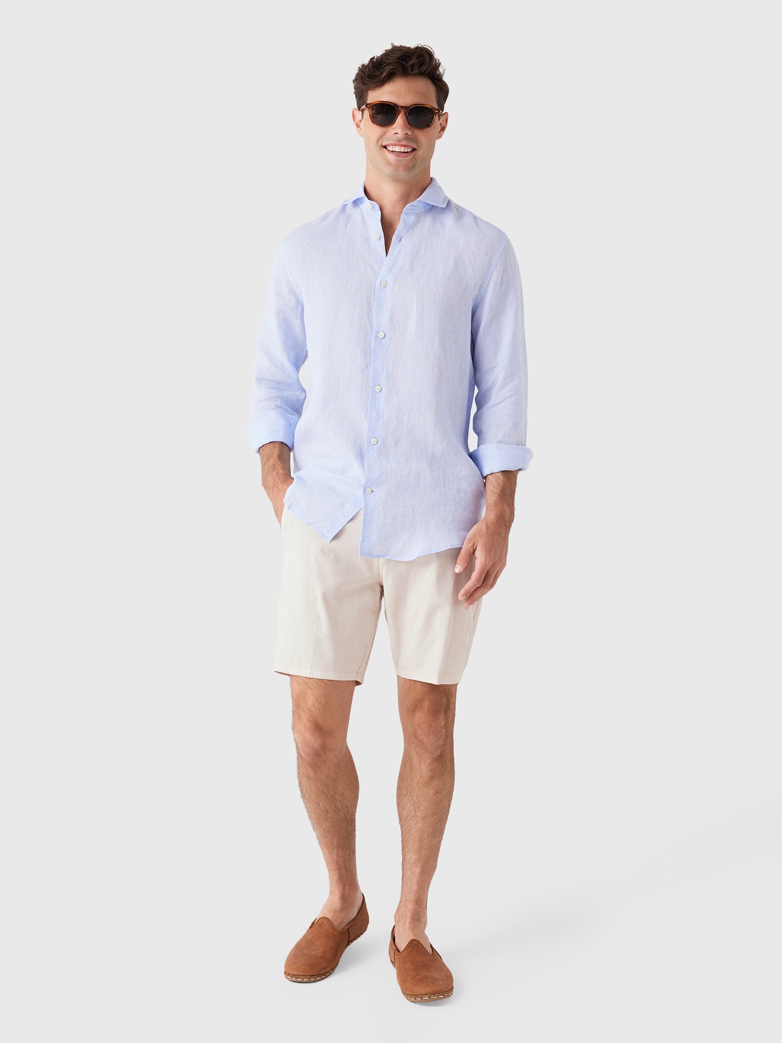 Frescobol Carioca Men's Antonio Linen Shirt - Saint Bernard