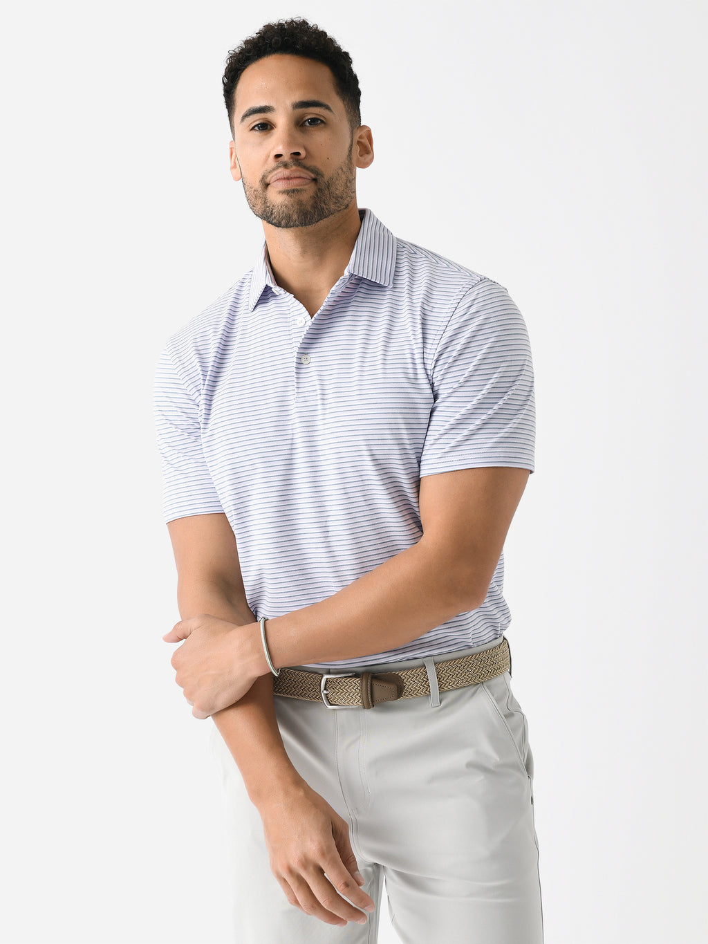 Southern Tide Men's Ryder Heather Halls Performance Polo - Saint Bernard