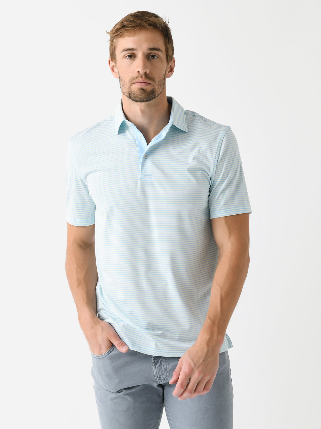 Southern Tide Men's Driver Verdae Stripe Polo - Saint Bernard