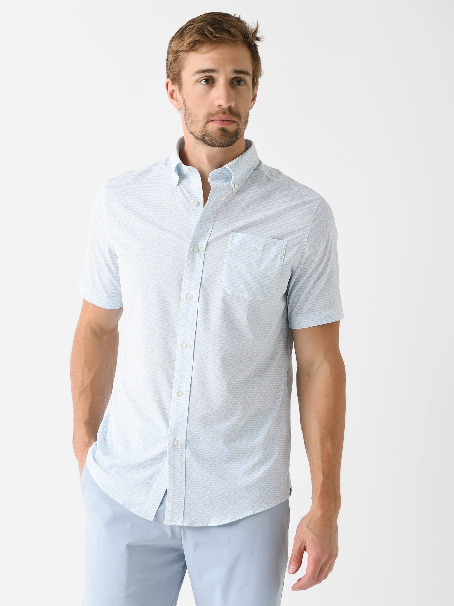 Southern Tide Men's Brrr° Intercoastal Casual Water Short Sleeve Sport Shirt - Saint Bernard