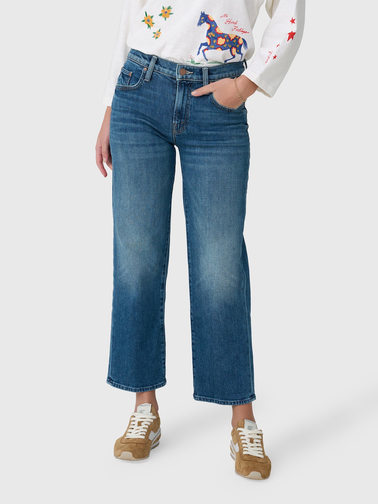 Mother Women's The Mid Rise Rambler Zip Ankle Jean - Saint Bernard