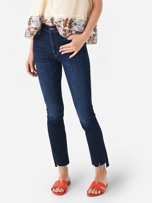 Mother Women's The Mid Rise Dazzler Ankle Step Fray Jean