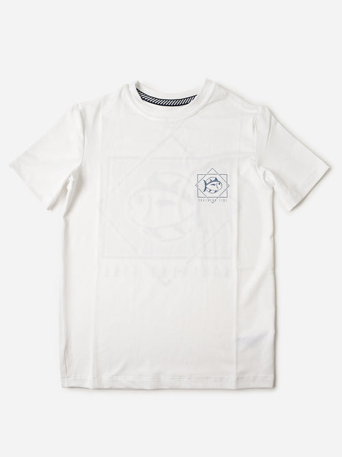 Southern Tide Boys' Geometric Striped Short Sleeve Performance T-Shirt