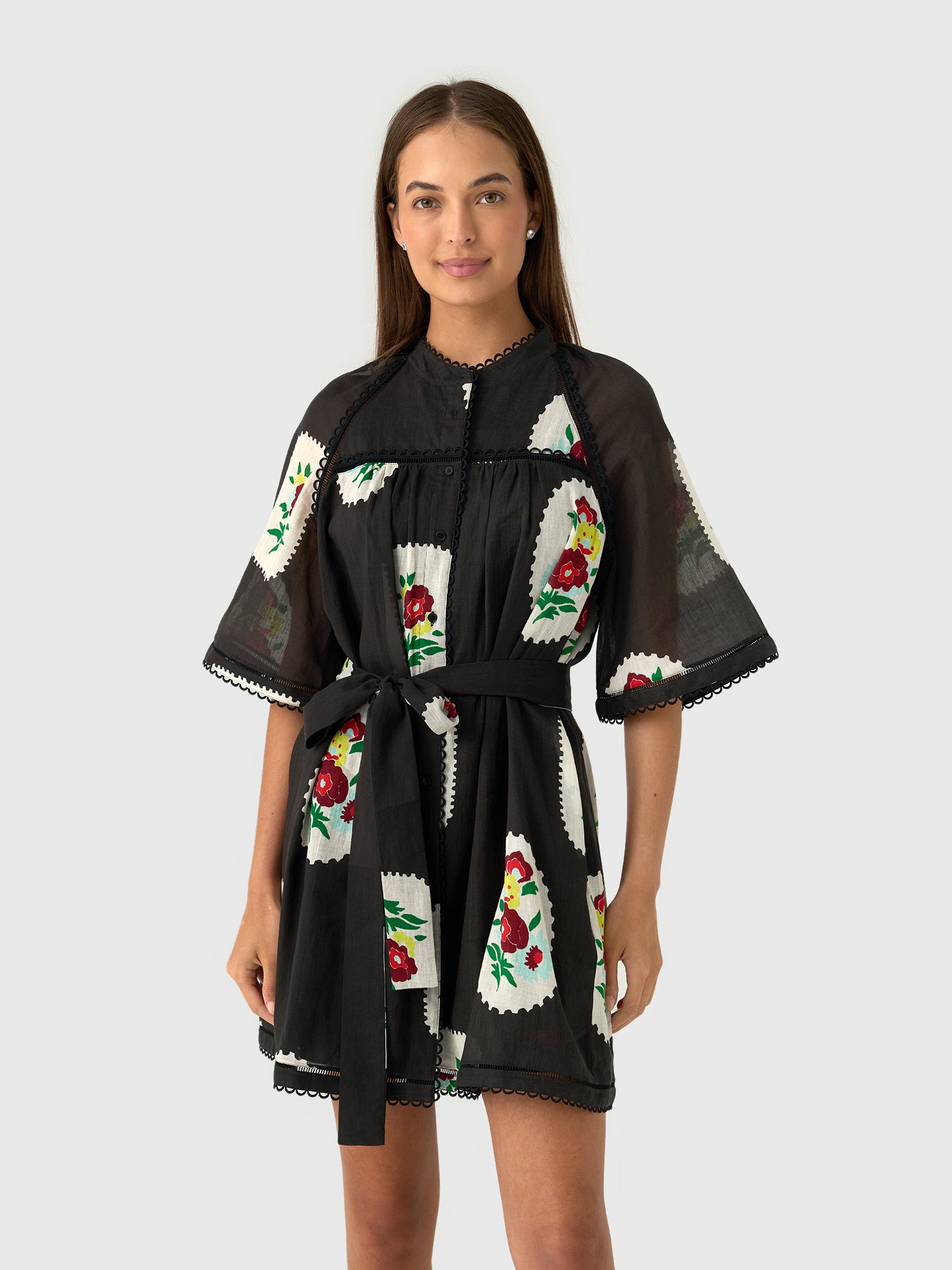 Oroton Women's Folk Doilie Print Smock Dress - Saint Bernard