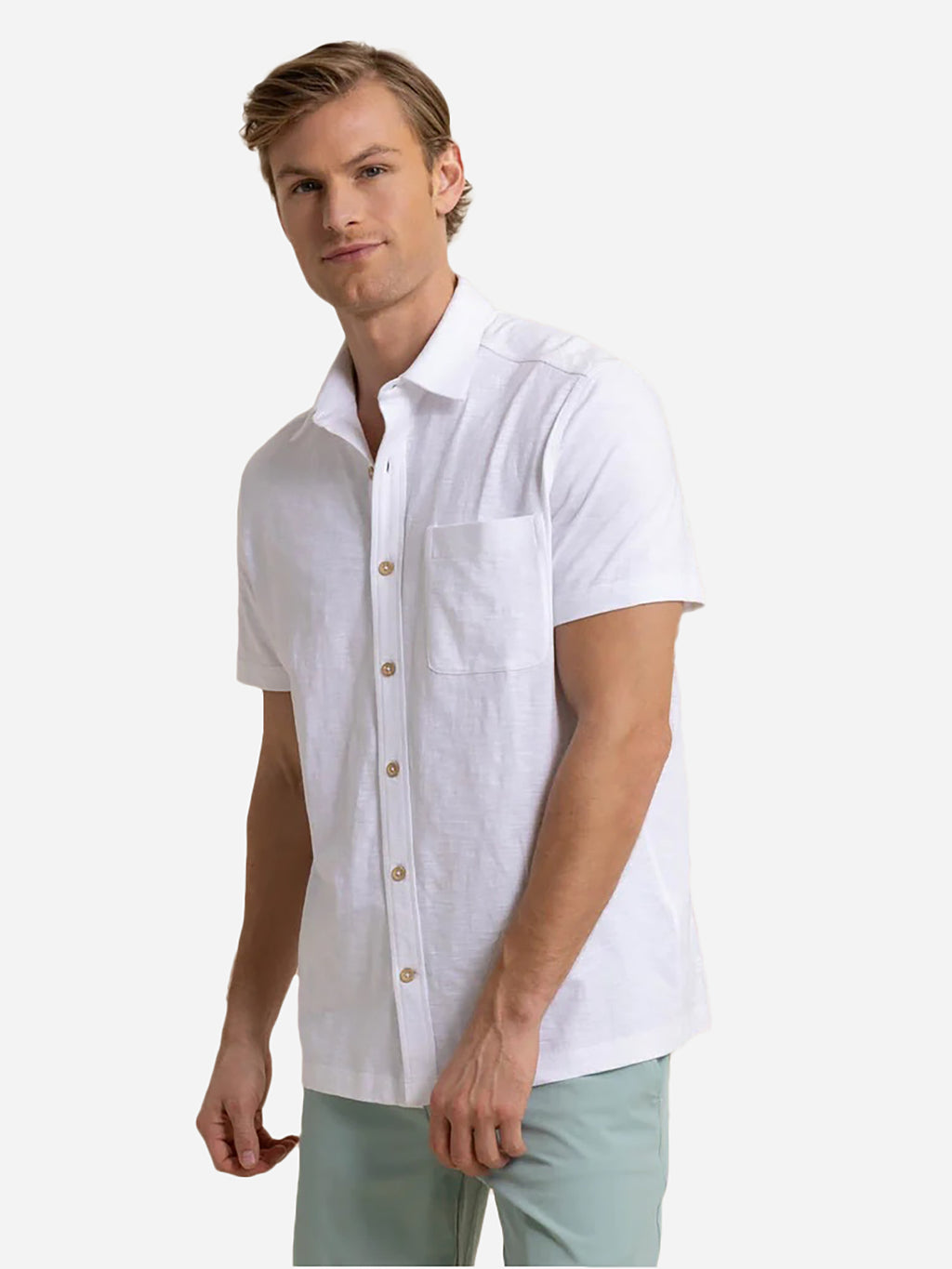 Southern Tide Men's Beachcast Solid Knit Short Sleeve Sport Shirt - Saint Bernard