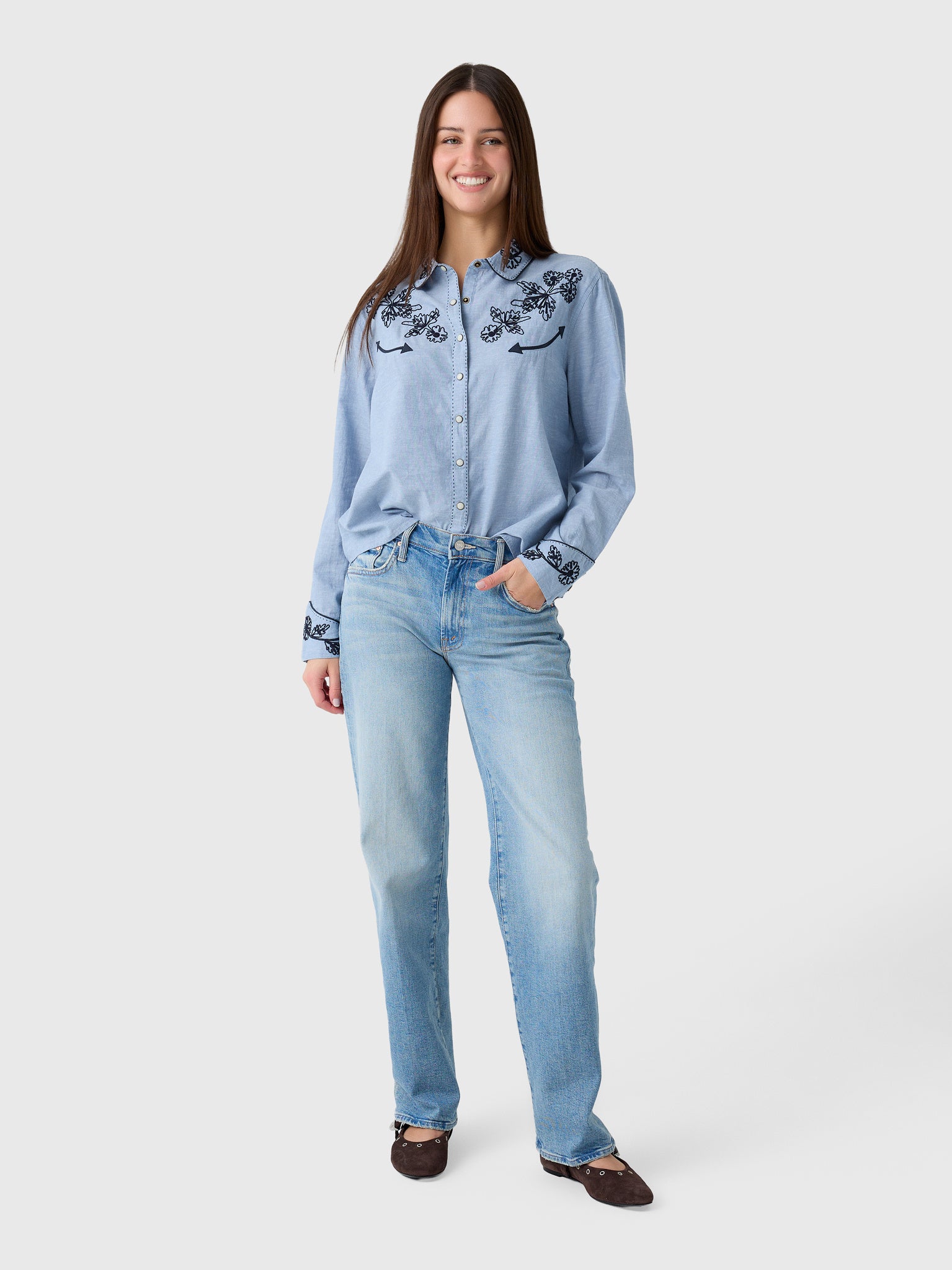 Mother Women's The Mid Rise Rambler Zip Skimp Jean - Saint Bernard