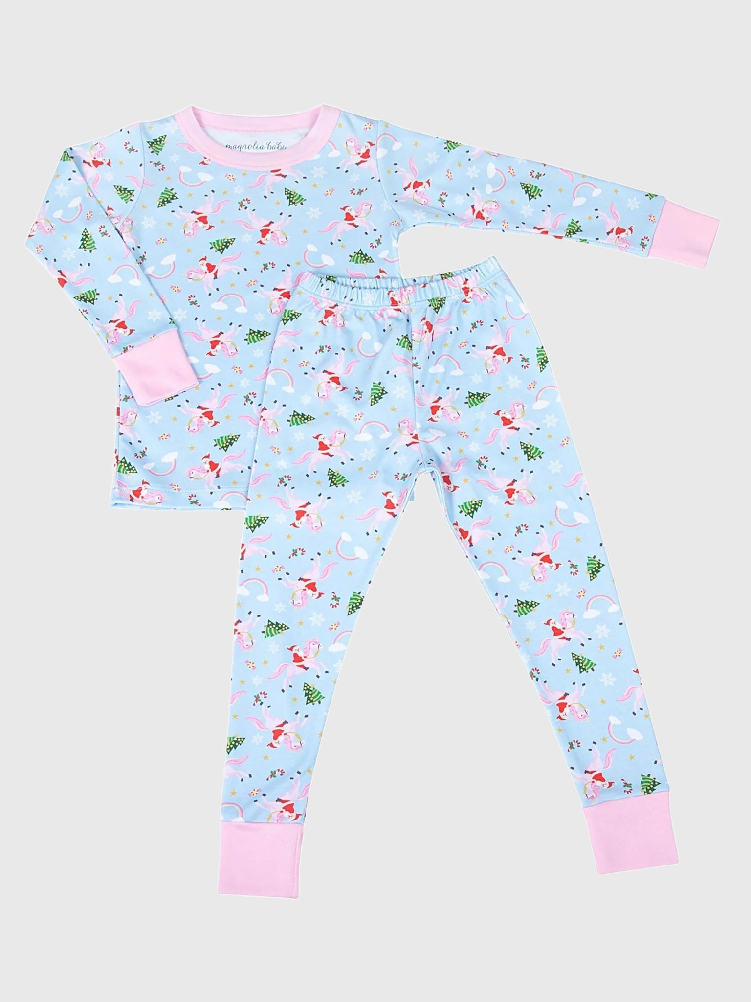 Magnolia Baby Girls' Merry Unicorn Long Pajama Set - Saint Bernard
