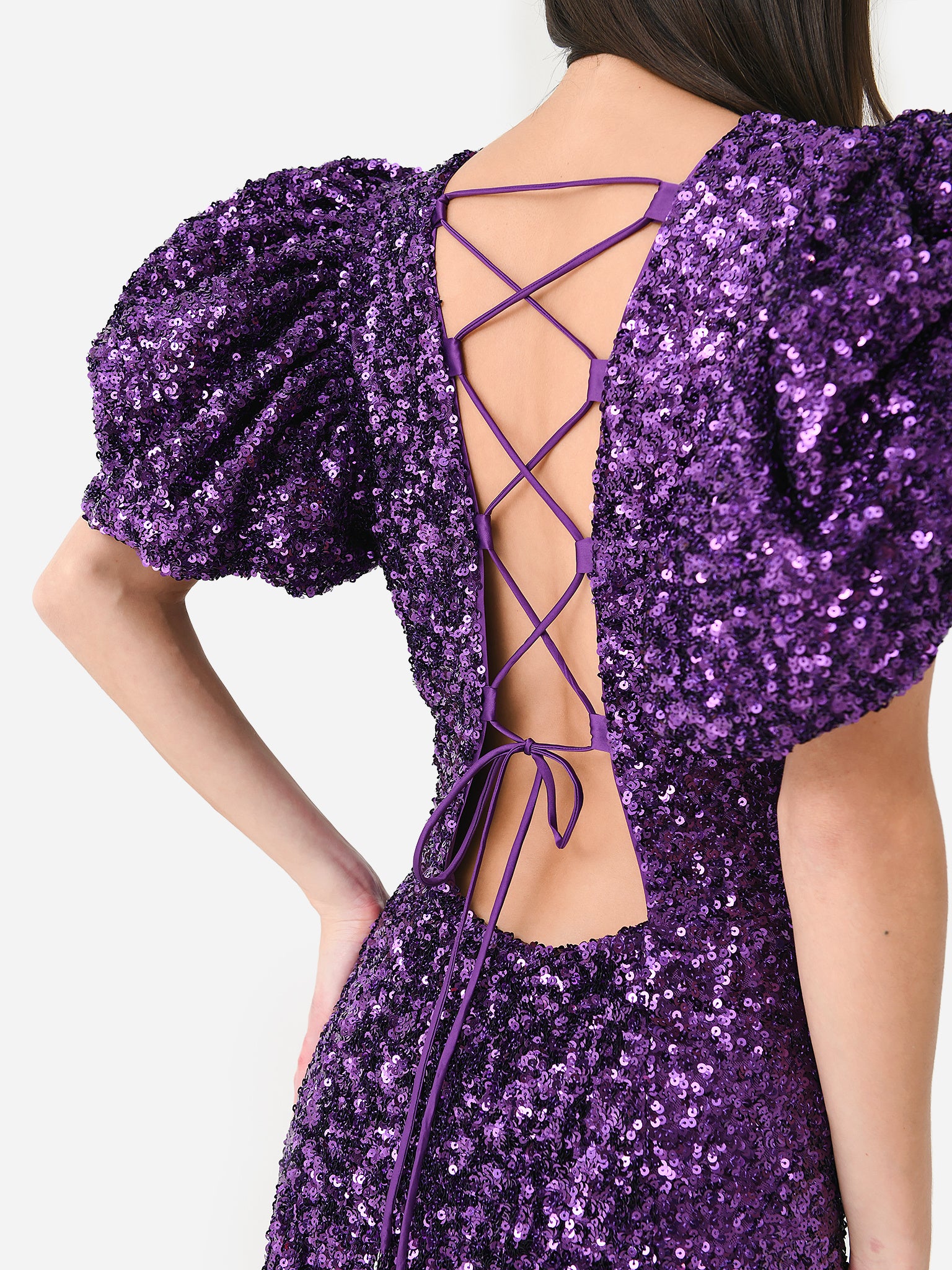 sequin puff sleeve dress Bubble Sleeve Sequin Dress | She and Sky brand