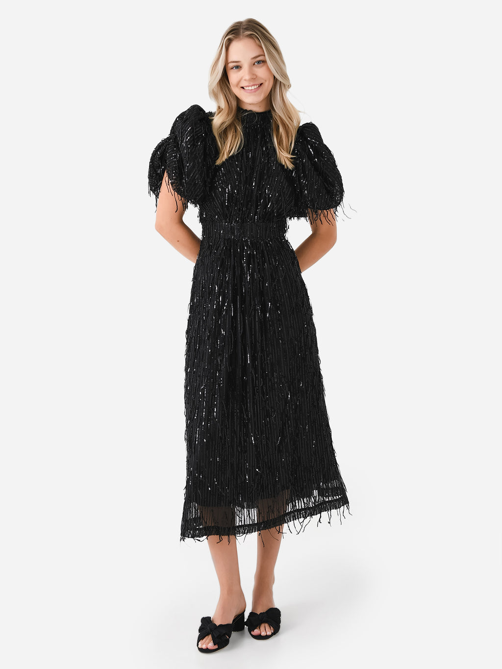 Rotate Women's Sequin Midi Puff Dress - Saint Bernard