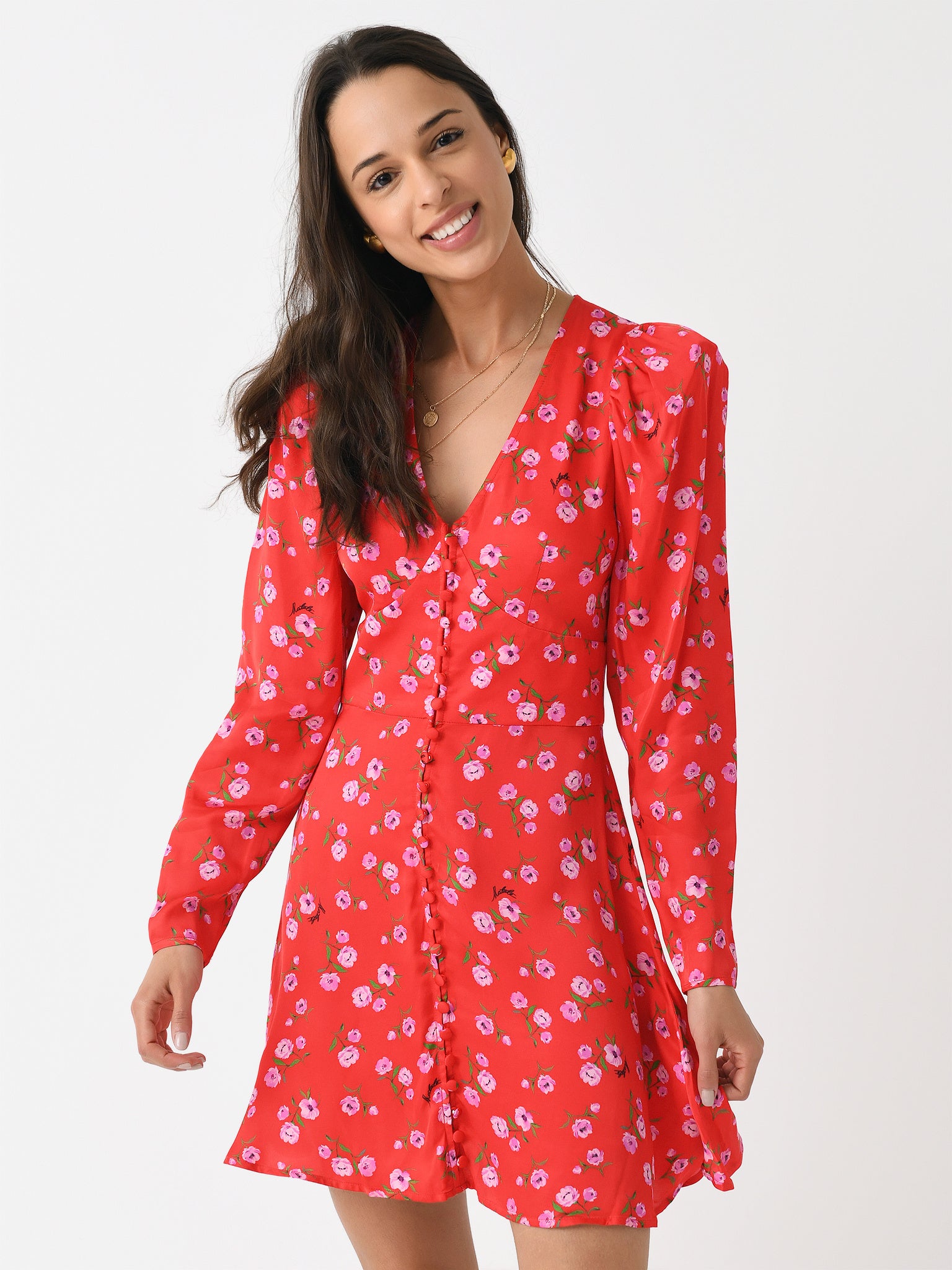 Rotate Women's Printed V-Neck Mini Dress - Saint Bernard