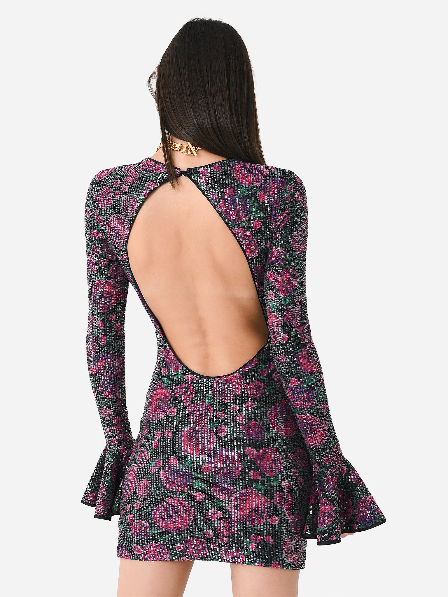 rotate open back dress ROTATE BIRGER CHRISTENSEN Jasy Open-Back Sequin Mini Dress