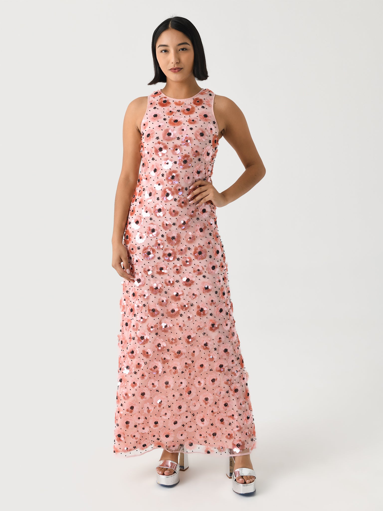 Rotate Women's Flower Sequins Maxi Dress - Saint Bernard