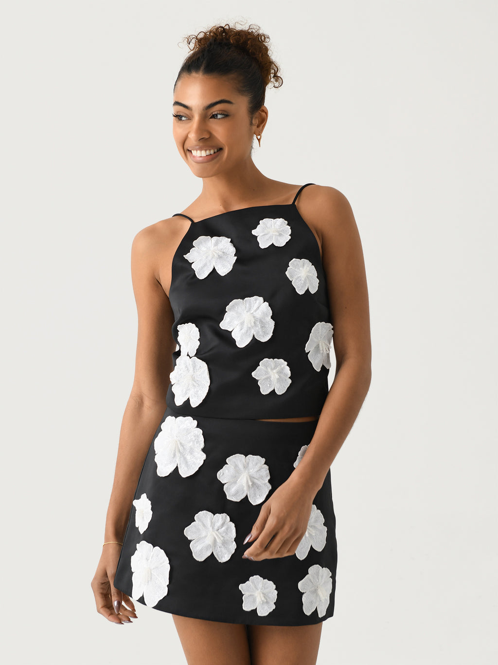 Rotate Women's Satin Flower Top - Saint Bernard