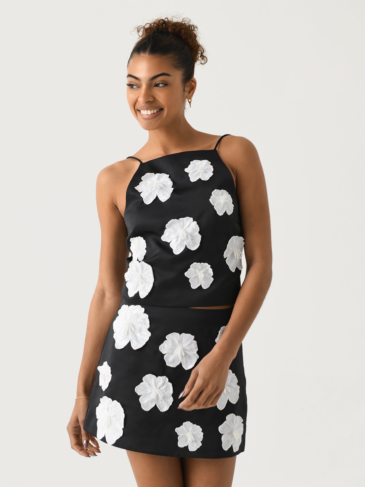 Rotate Women's Satin Flower Top - Saint Bernard