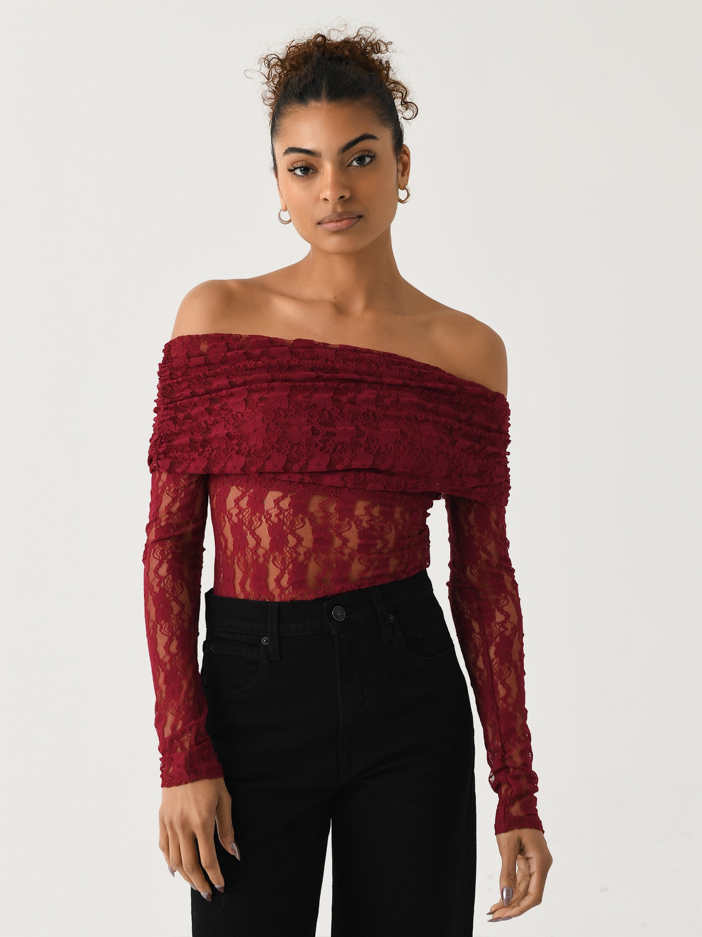 Rotate Women's Lace Long Sleeve Top - Saint Bernard