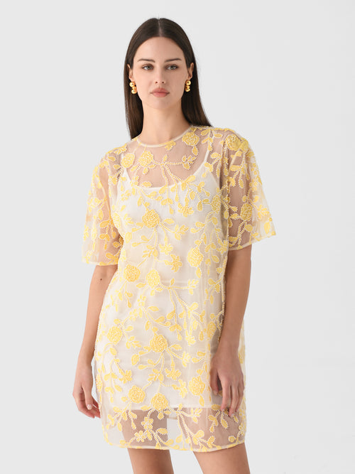 Rotate Women's Flower Beads Boxy Dress