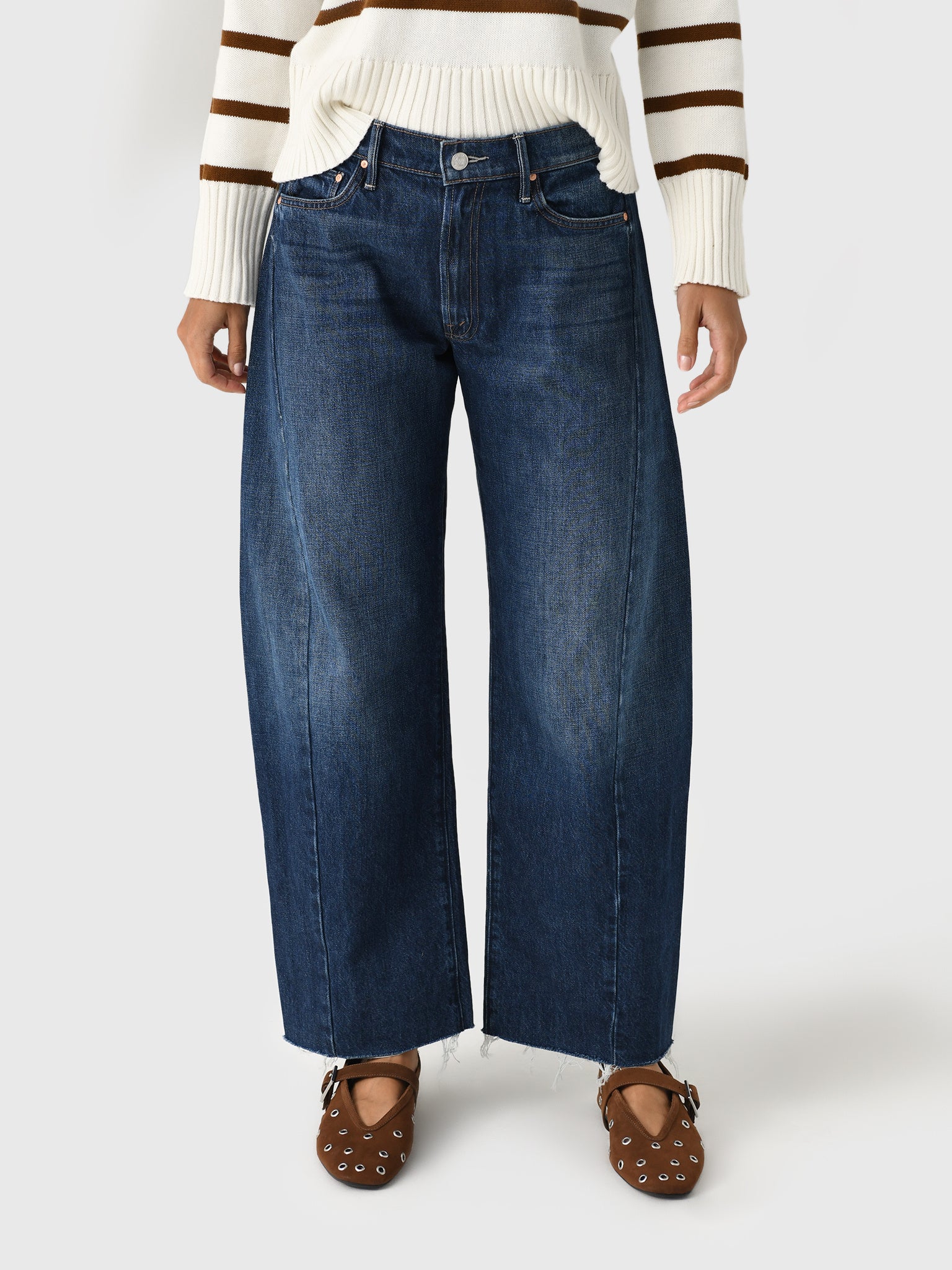 Mother Women's The Mid Rise Full Pipe Flood Fray Jean - Saint Bernard