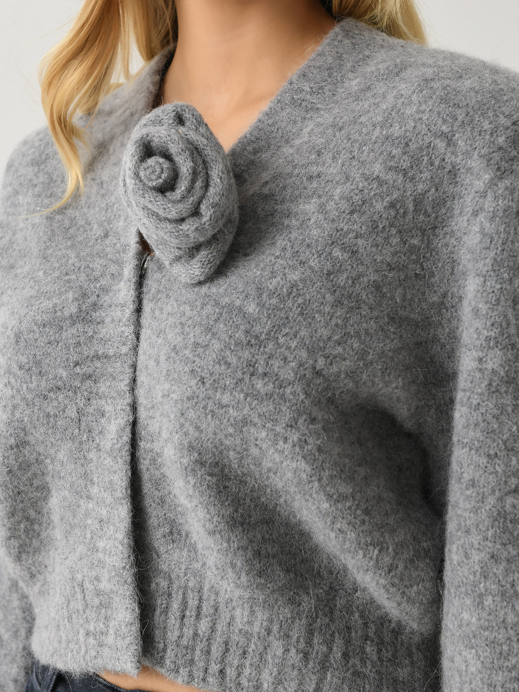Rotate Women's Knit Cropped Cardigan - Saint Bernard