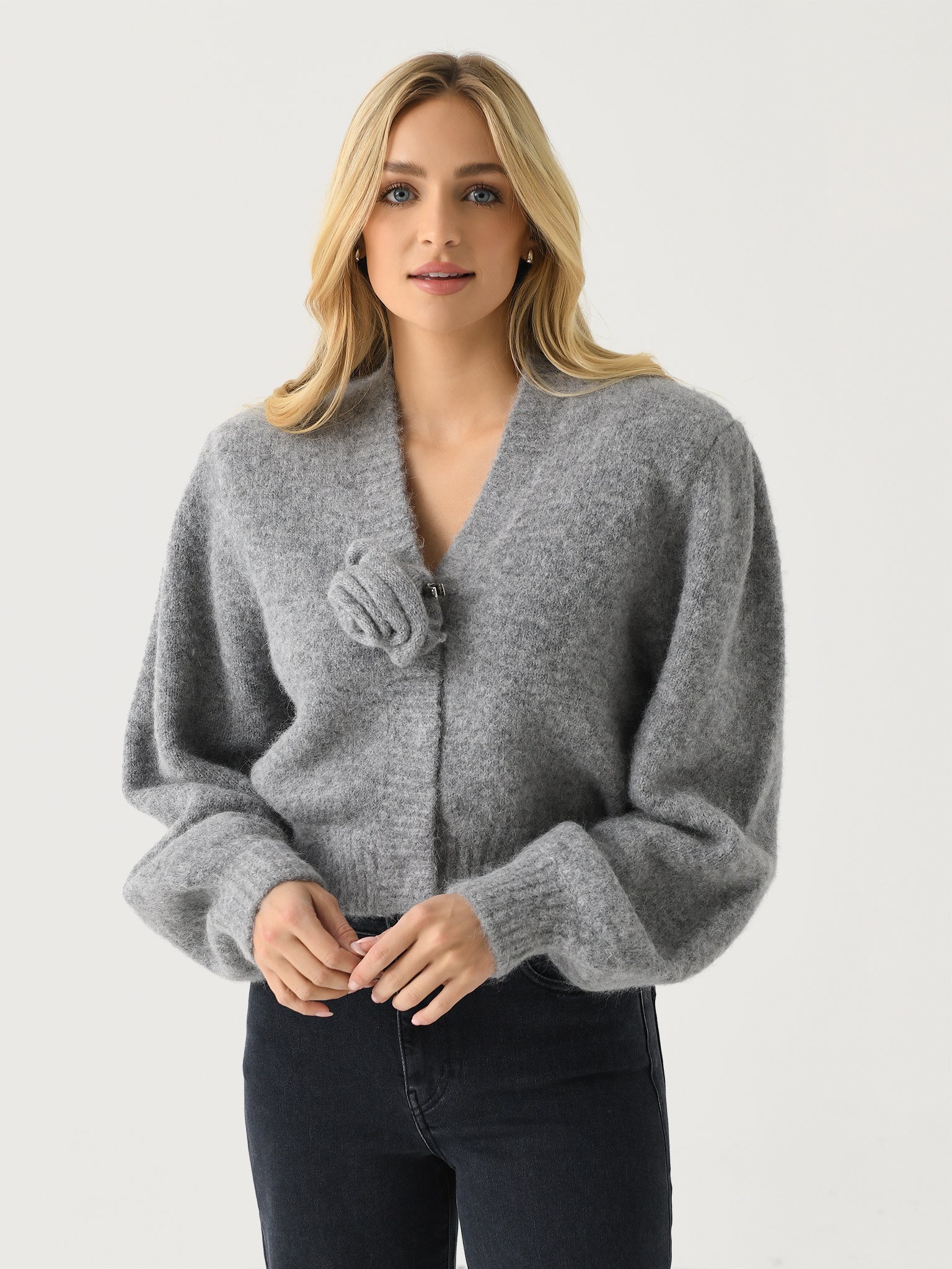 Rotate Women's Knit Cropped Cardigan - Saint Bernard