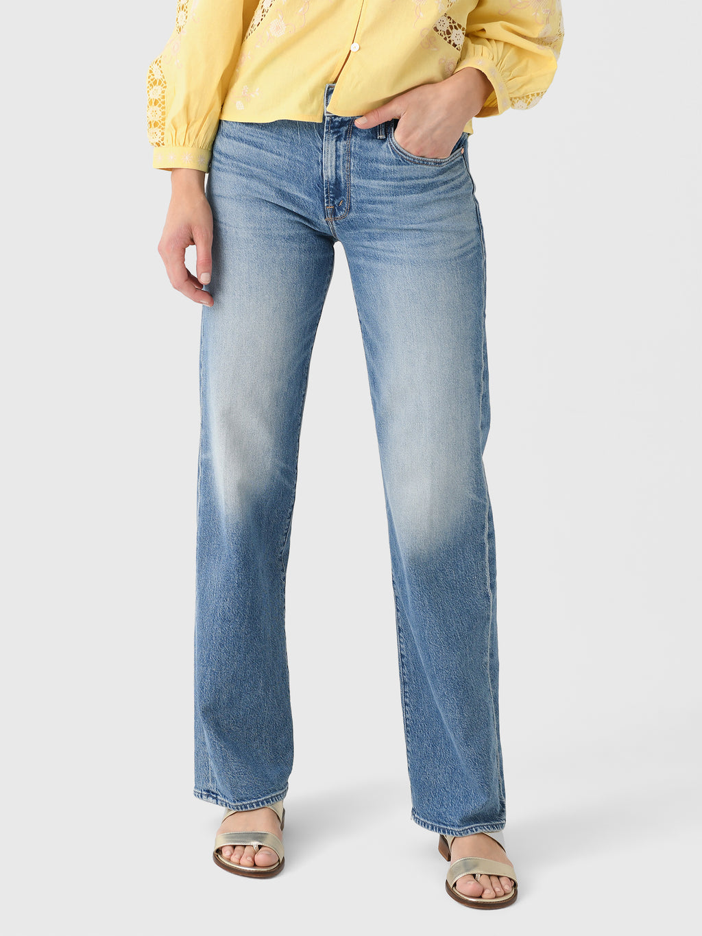 Mother Women's The Mid Rise Tunnel Vision Sneak Jean - Saint Bernard