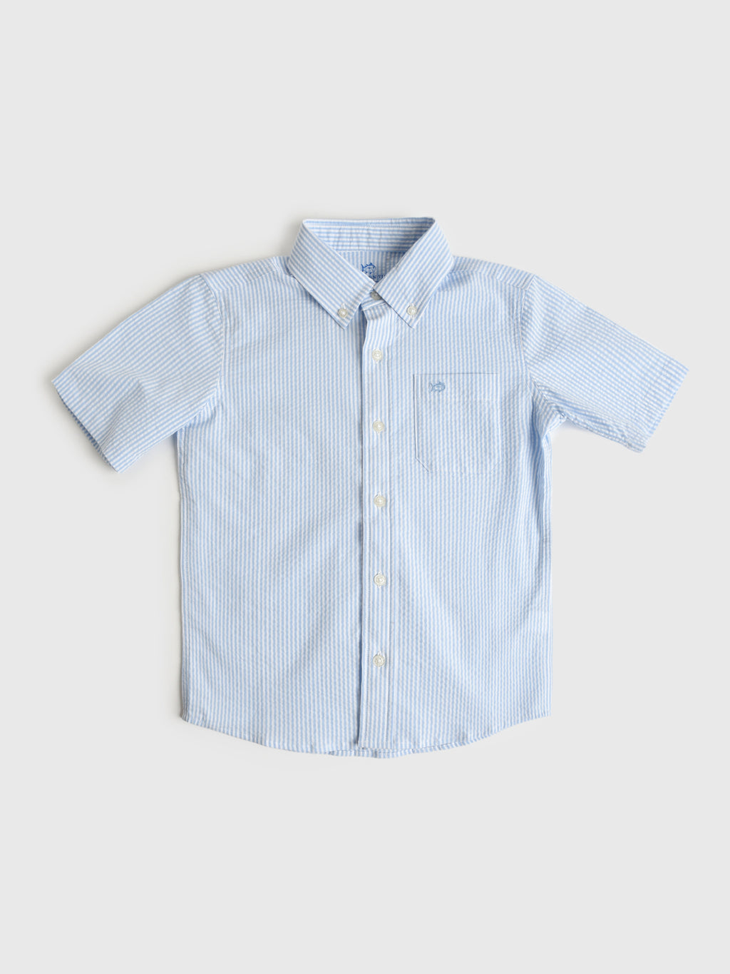 Southern Tide Boys' Folly Field Seersucker Short Sleeve Sport Shirt - Saint Bernard