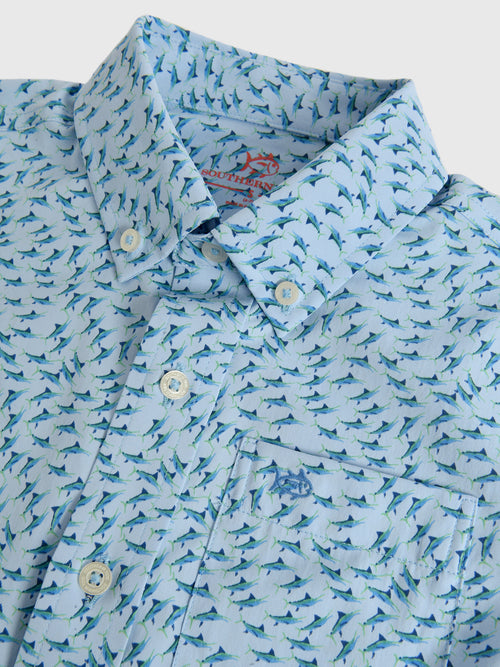 Southern Tide Boys' Intercoastal Fintastic Short Sleeve Sport Shirt
