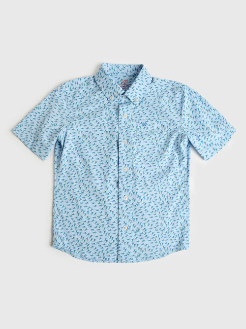 Southern Tide Boys' Intercoastal Fintastic Short Sleeve Sport Shirt