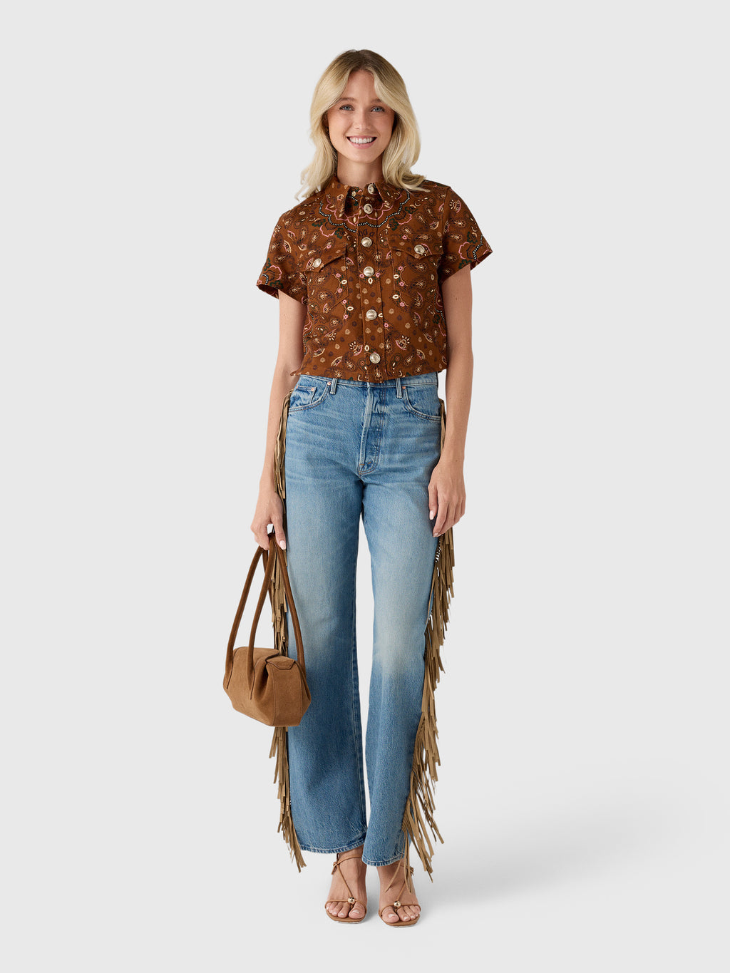 Mother Women's The Fringe Half-Pipe Button Sneak Jean - Saint Bernard