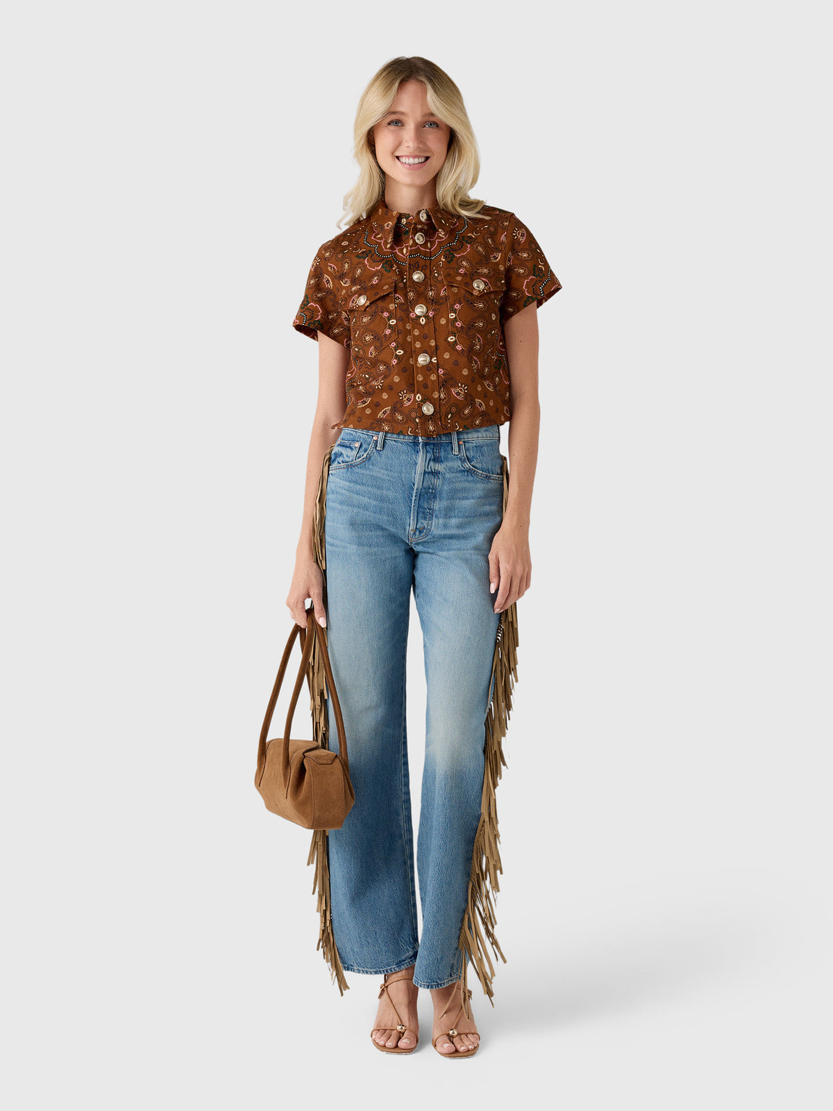 Mother Women's The Fringe Half-Pipe Button Sneak Jean - Saint Bernard