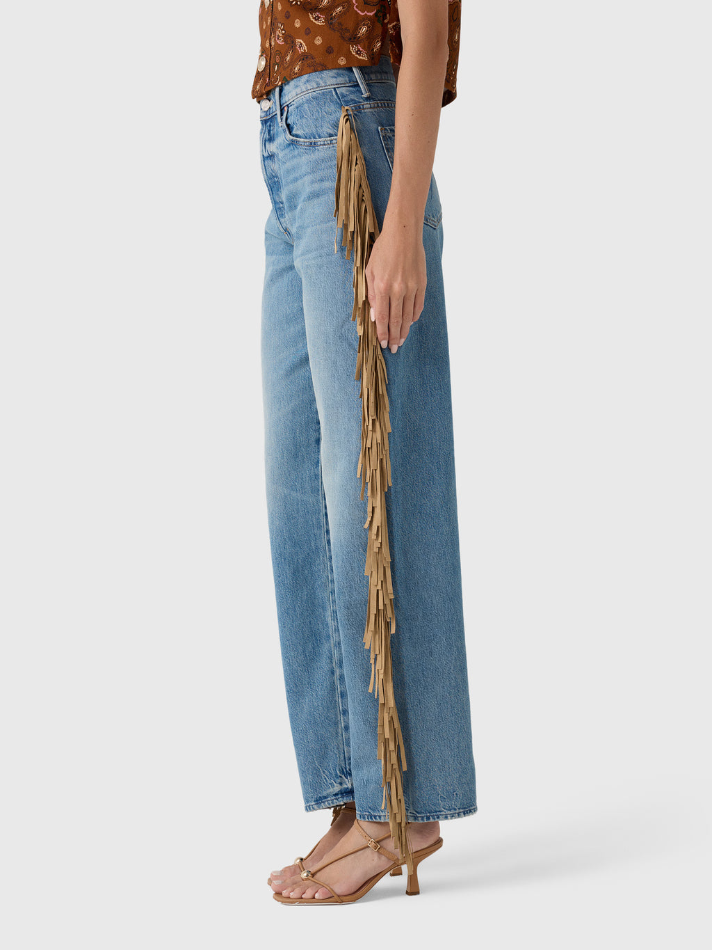 Mother Women's The Fringe Half-Pipe Button Sneak Jean - Saint Bernard