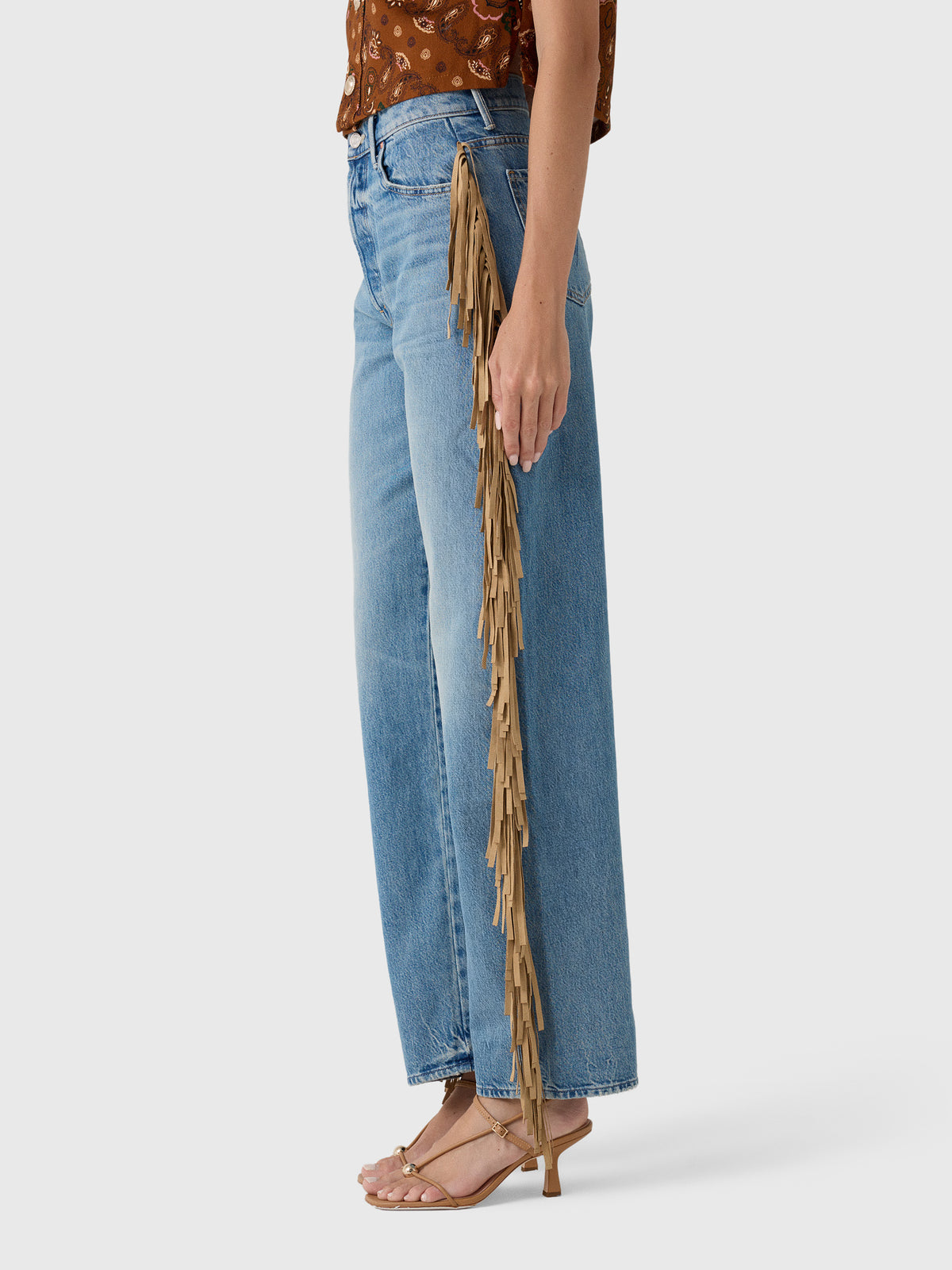 Mother Women's The Fringe Half-Pipe Button Sneak Jean - Saint Bernard