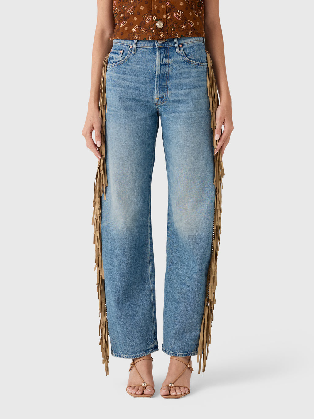 Mother Women's The Fringe Half-Pipe Button Sneak Jean - Saint Bernard