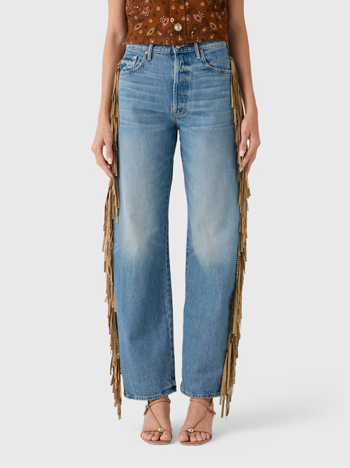 Mother Women's The Fringe Half-Pipe Button Sneak Jean - Saint Bernard