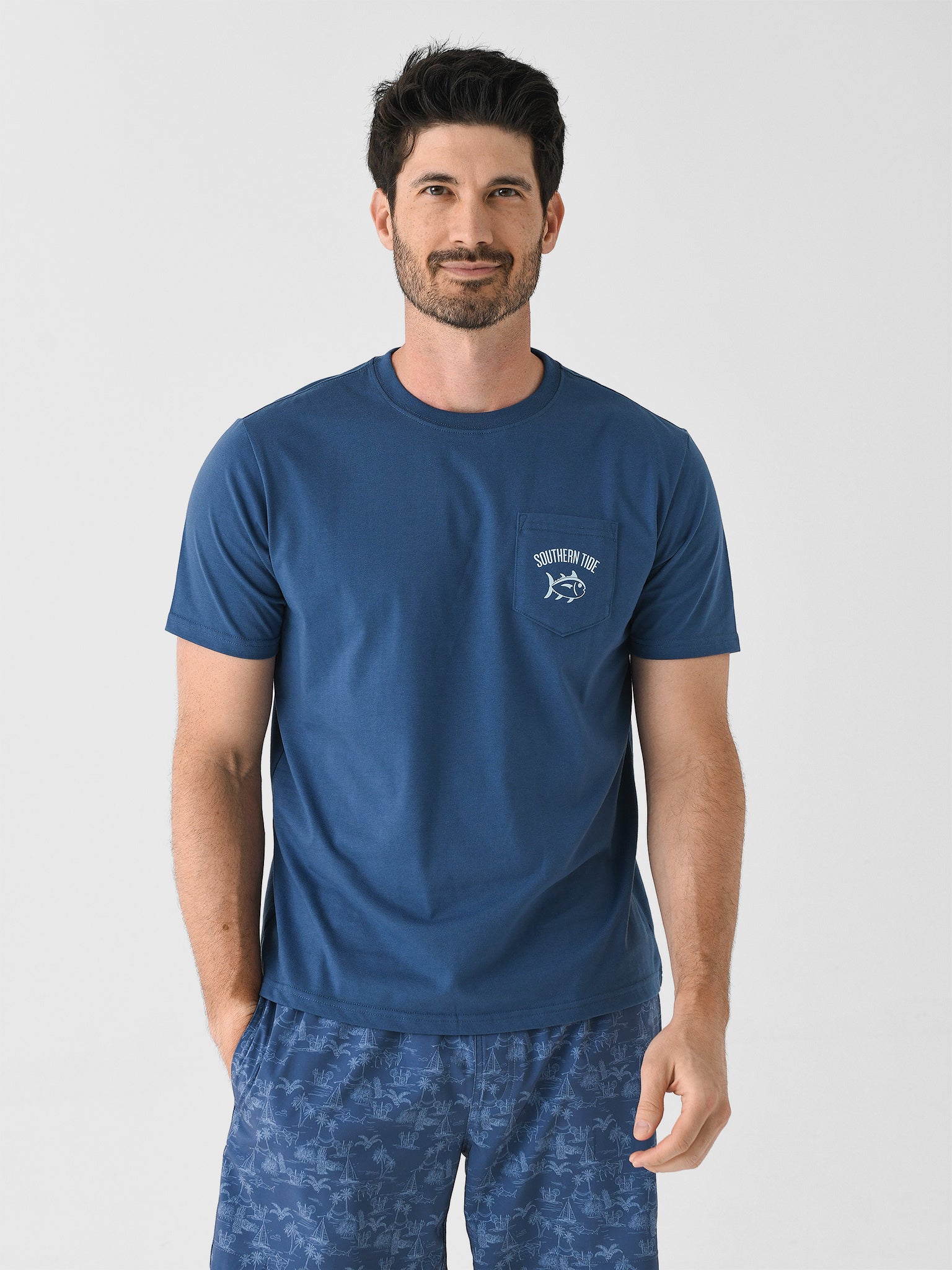 Southern Tide Men's Tropical Toile Short Sleeve T-Shirt - Saint Bernard