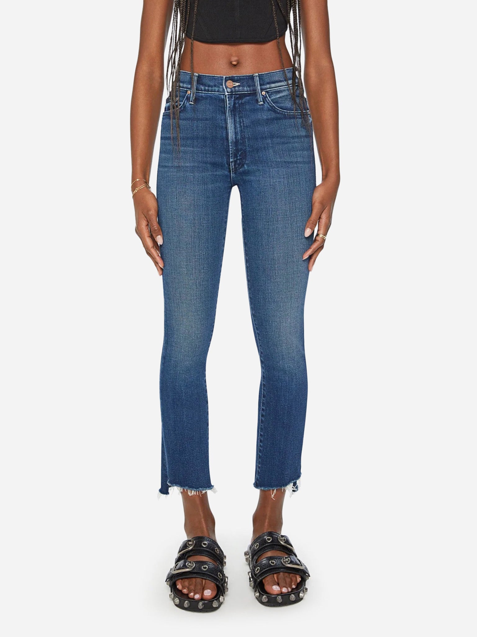 Mother Women's The Insider Crop Step Fray Jean - Saint Bernard