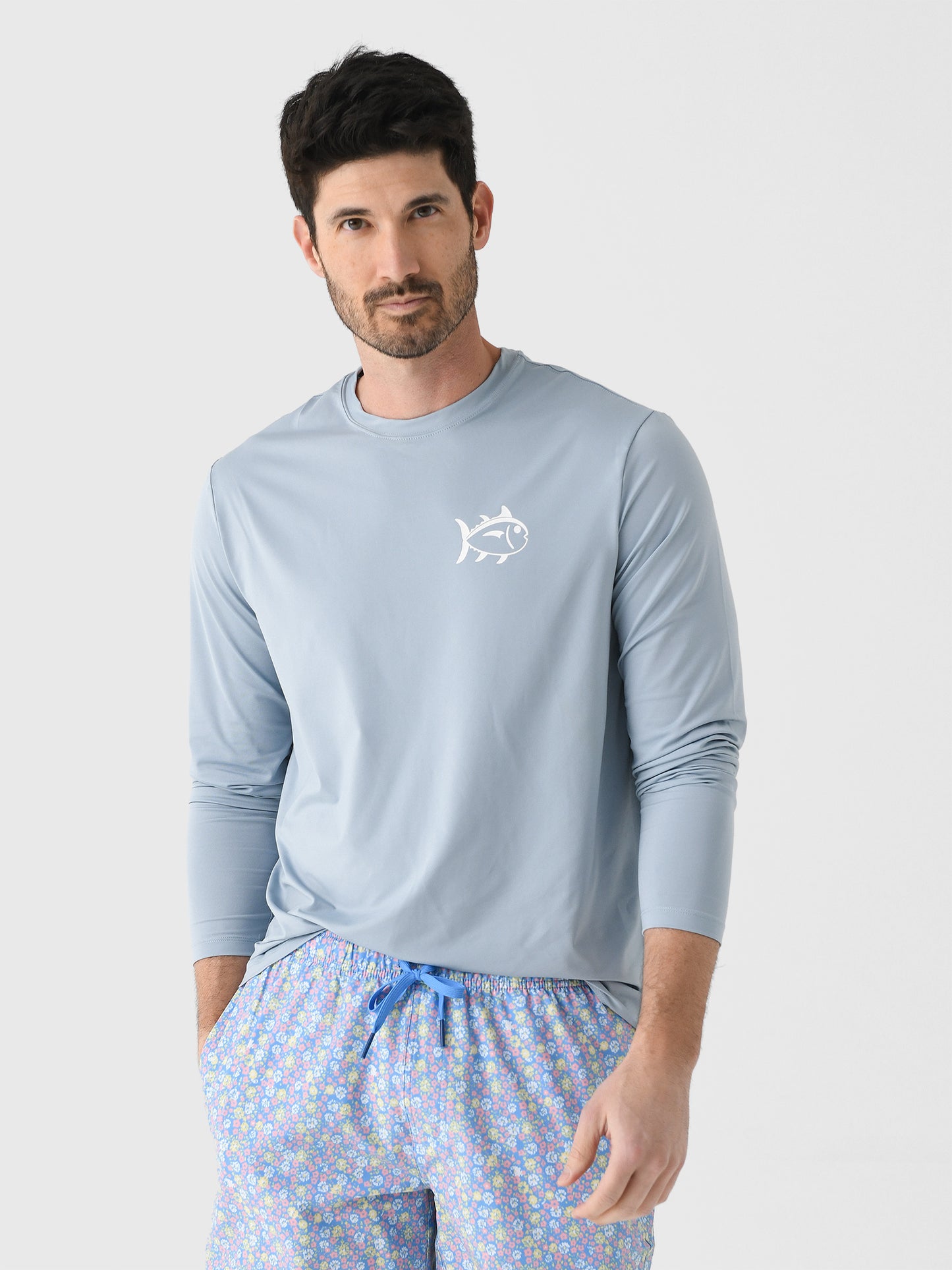 Southern Tide Men's Lifeguard Tower Long Sleeve Performance T-Shirt - Saint Bernard