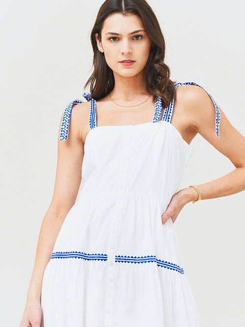 Oliphant Women's Tie Strap Button Midi Dress