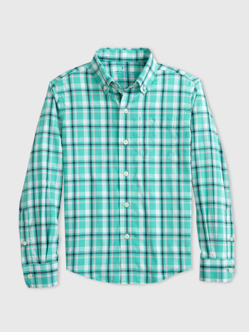 Southern Tide Boys' Intercoastal Ridge Plaid Sport Shirt - Saint Bernard