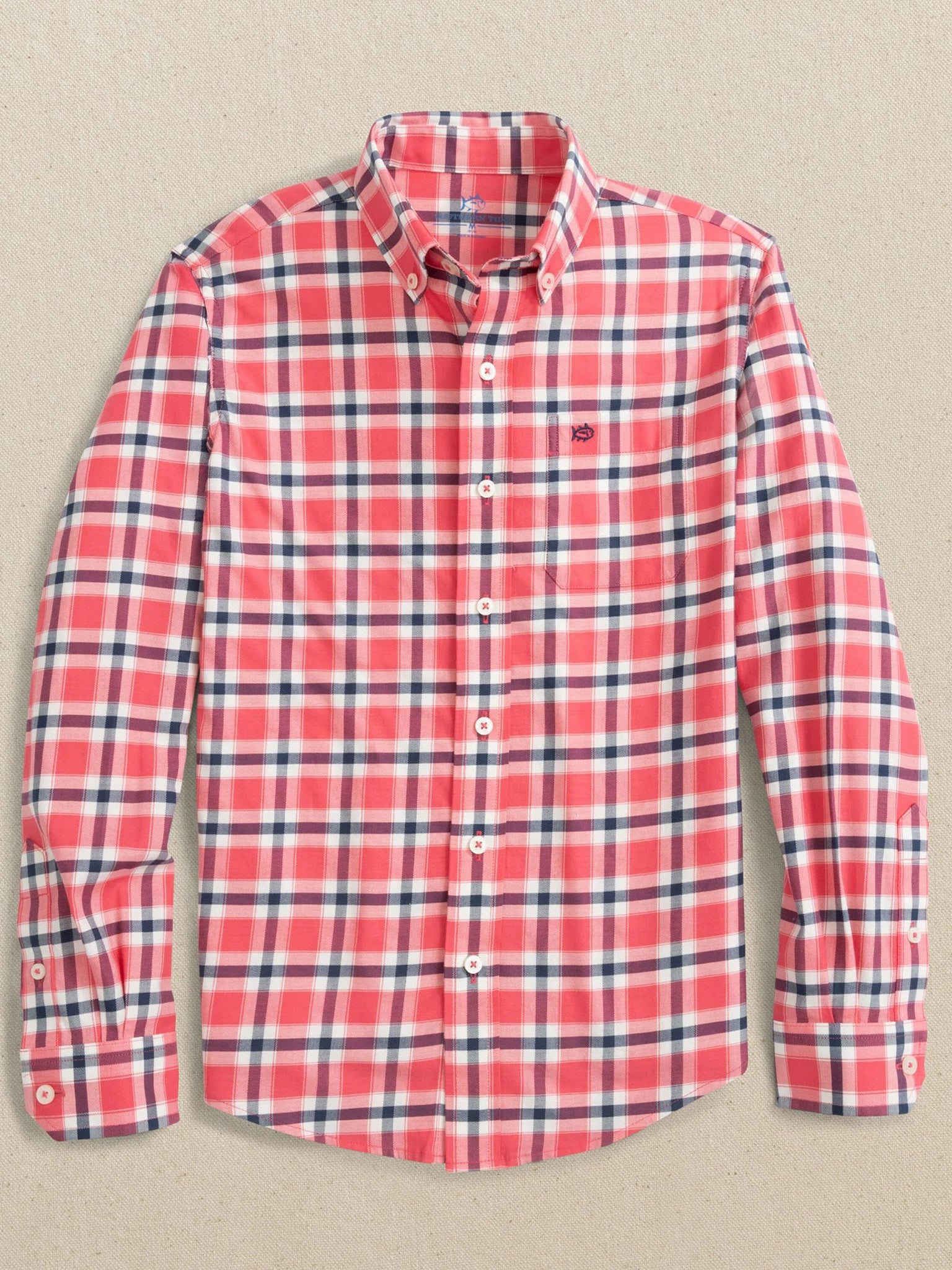 Southern Tide Boys' Beachrock Plaid Skipjack Sport Shirt - Saint Bernard