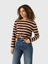 Jumper 1234 Women's Heart Patch Stripe Crew Sweater - Saint Bernard