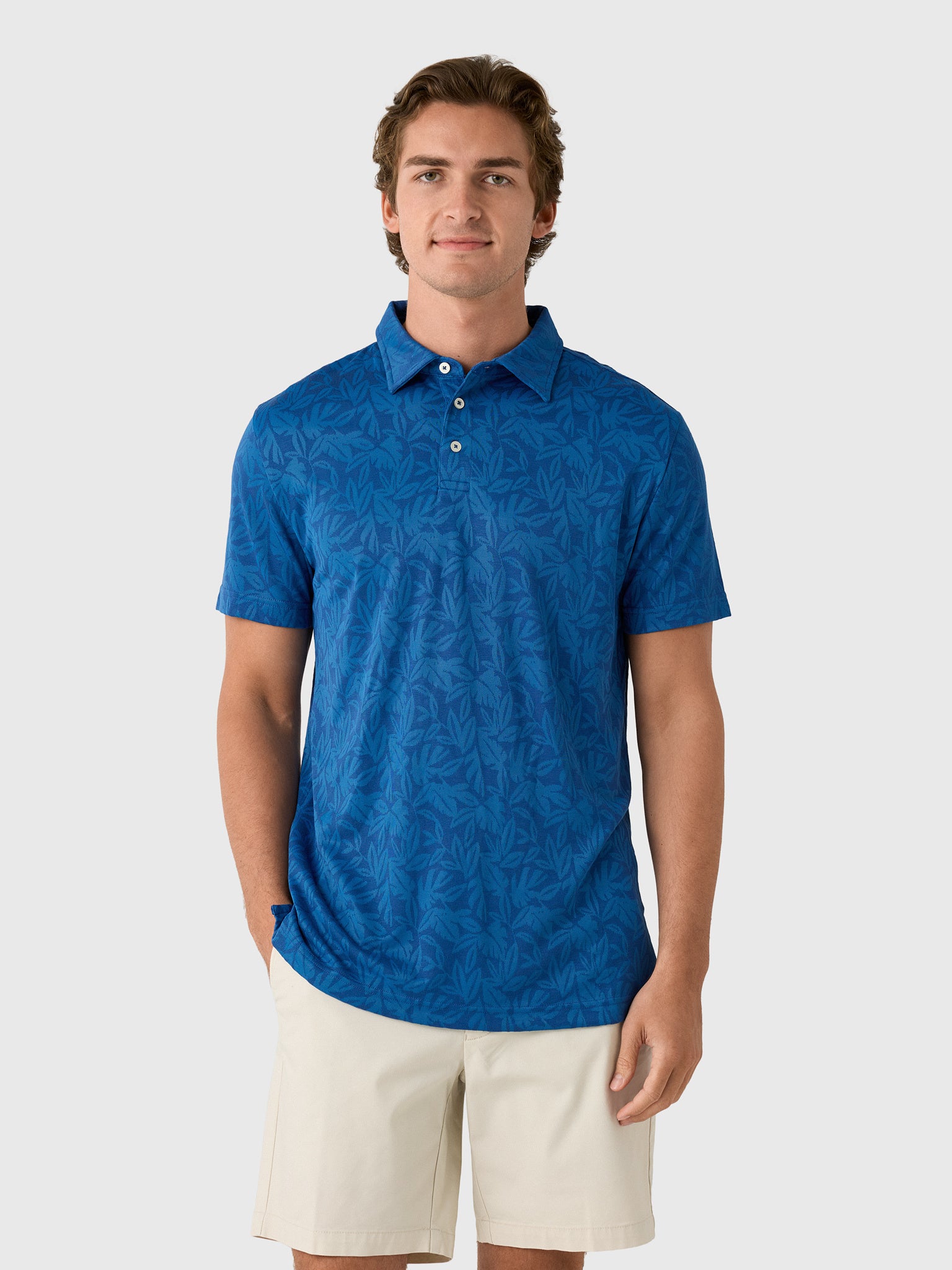 Southern Tide Men's Island Fronds Jacquard Polo - Saint Bernard
