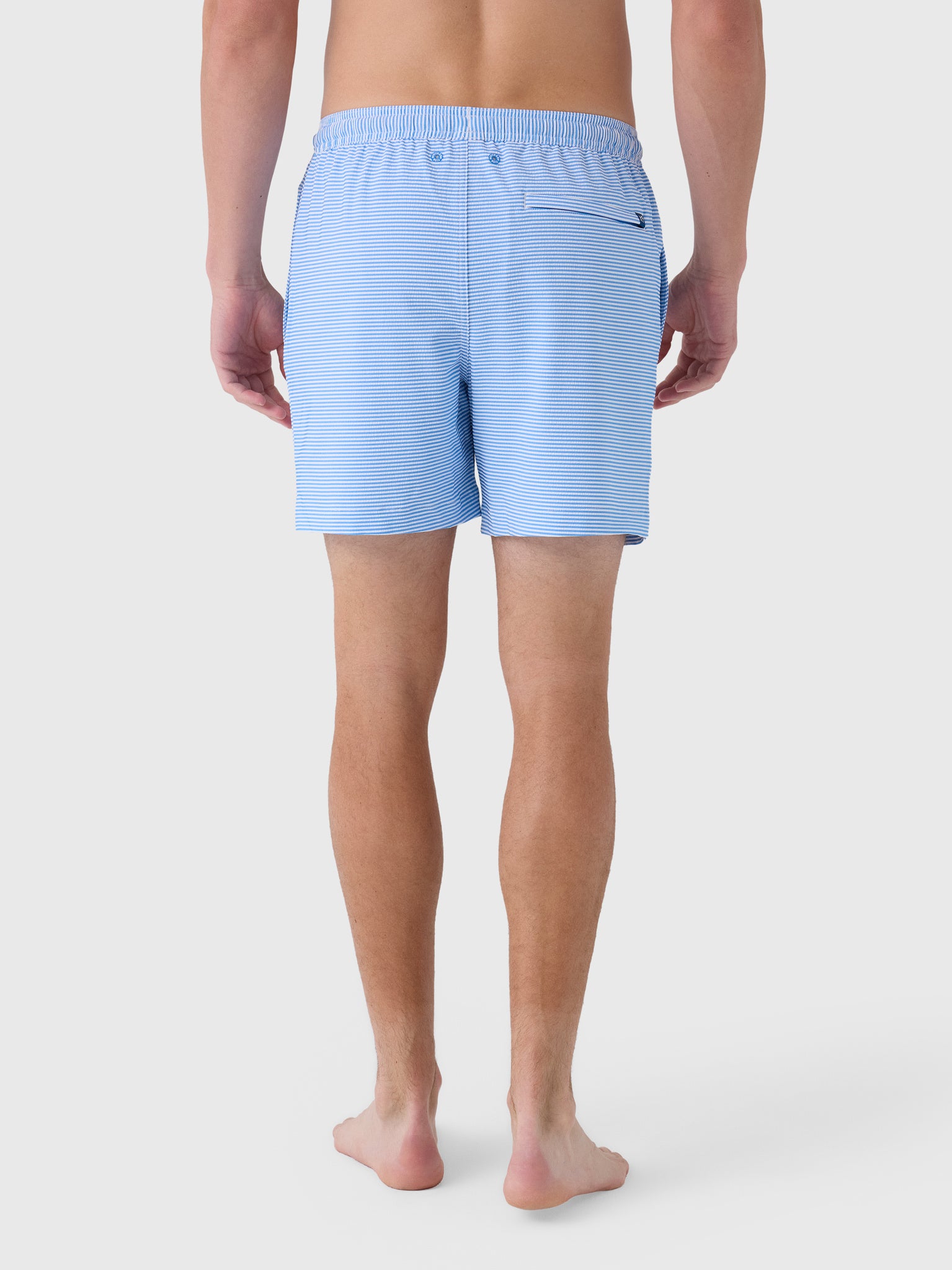 Southern Tide Men's Seersucker Stripe Maritime Swim Trunk - Saint Bernard