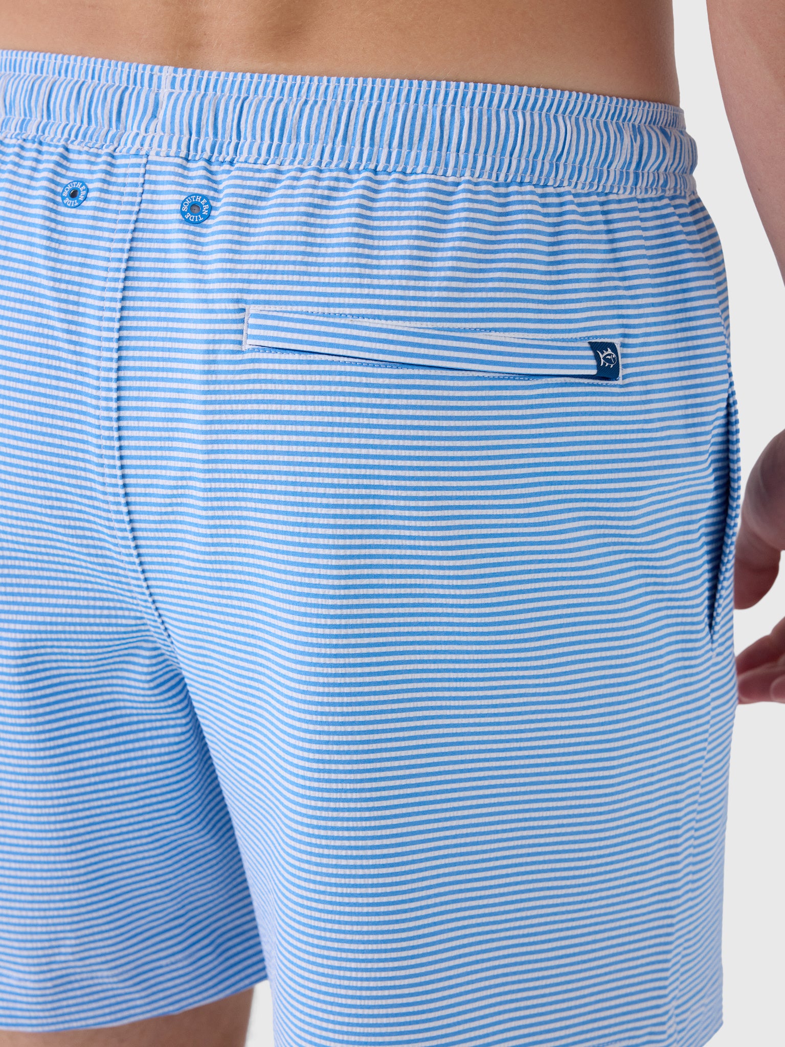Southern Tide Men's Seersucker Stripe Maritime Swim Trunk - Saint Bernard
