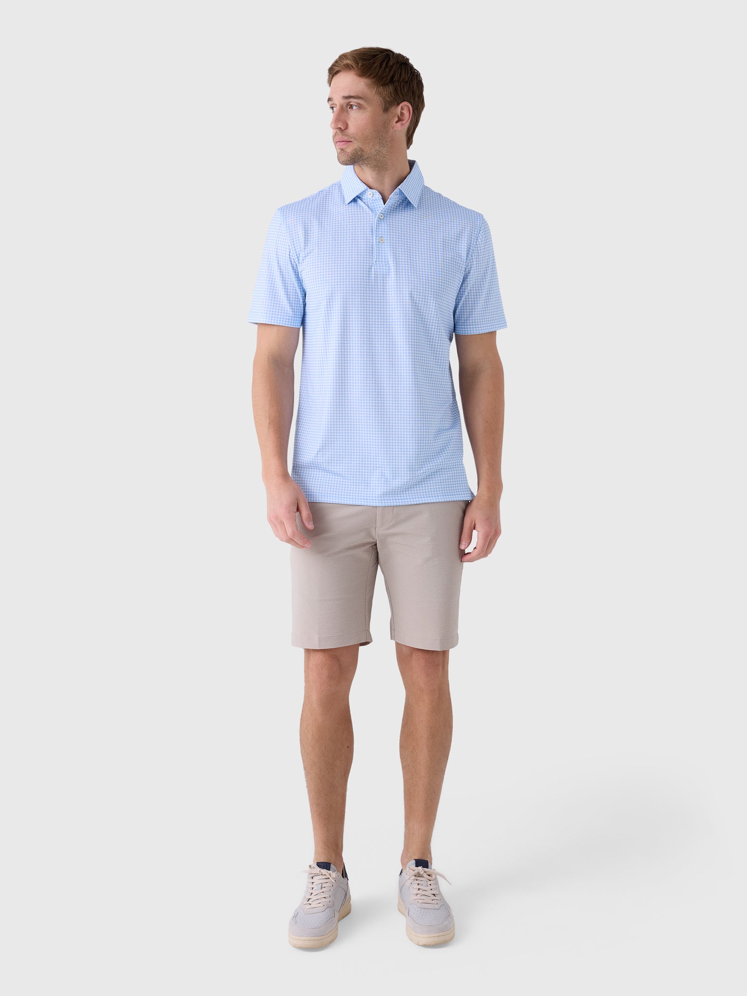 Southern Tide Men's Driver Island View Gingham Printed Polo - Saint Bernard