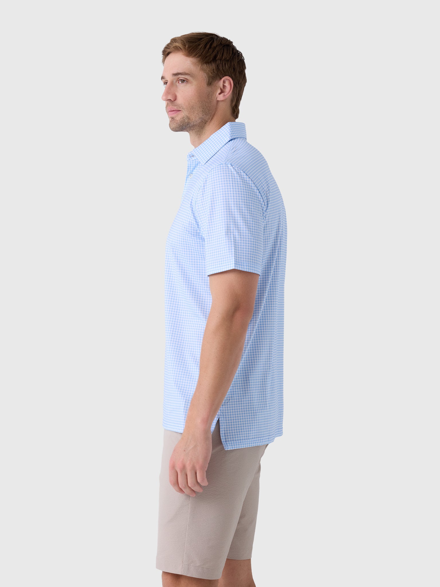 Southern Tide Men's Driver Island View Gingham Printed Polo - Saint Bernard