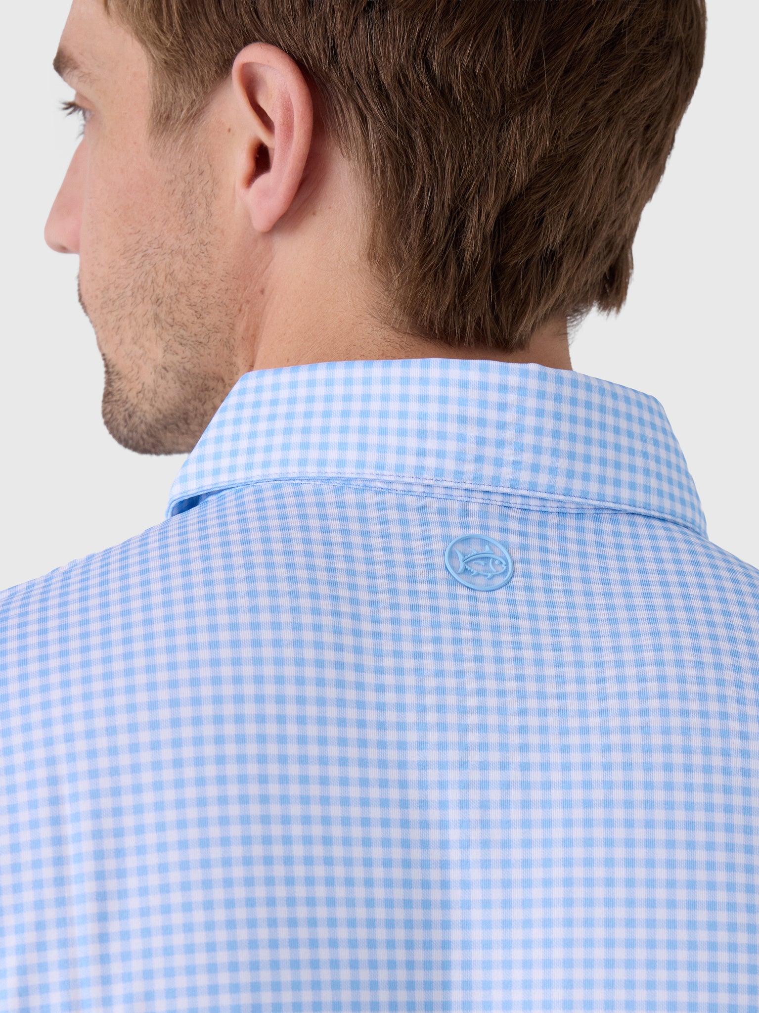Southern Tide Men's Driver Island View Gingham Printed Polo - Saint Bernard