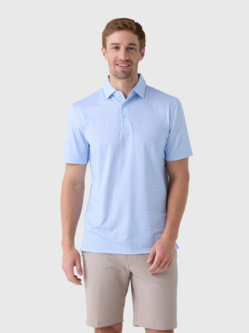 Southern Tide Men's Driver Island View Gingham Printed Polo - Saint Bernard
